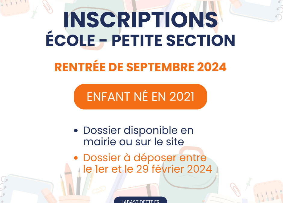 Rentrée scolaire – Inscription Petite Section