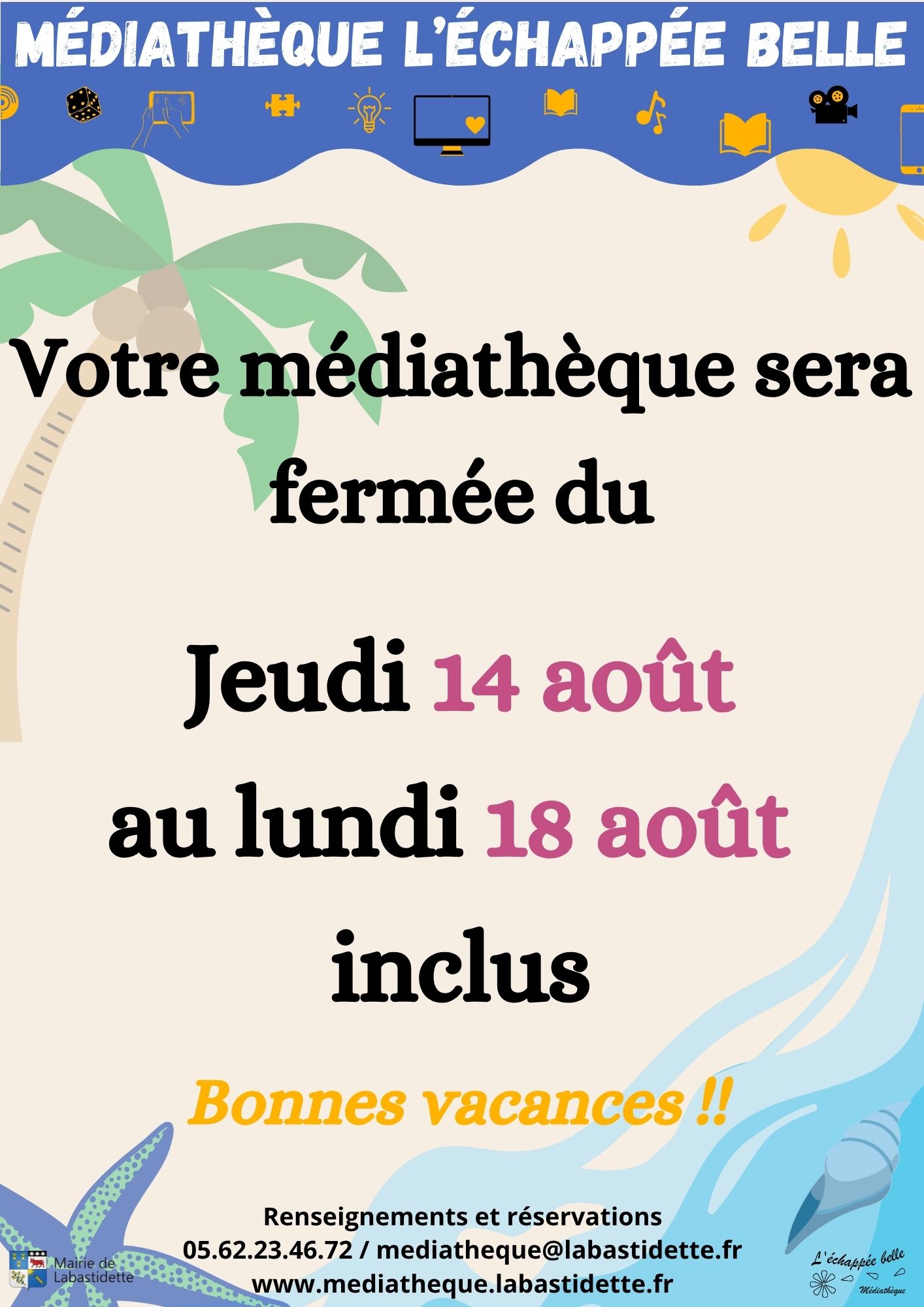 Fermeture médiathèque Noël 2024