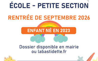 Rentrée scolaire – Inscription Petite Section
