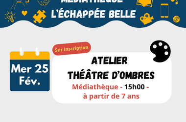 🌟 Atelier Théâtre d’Ombre à la Médiathèque !