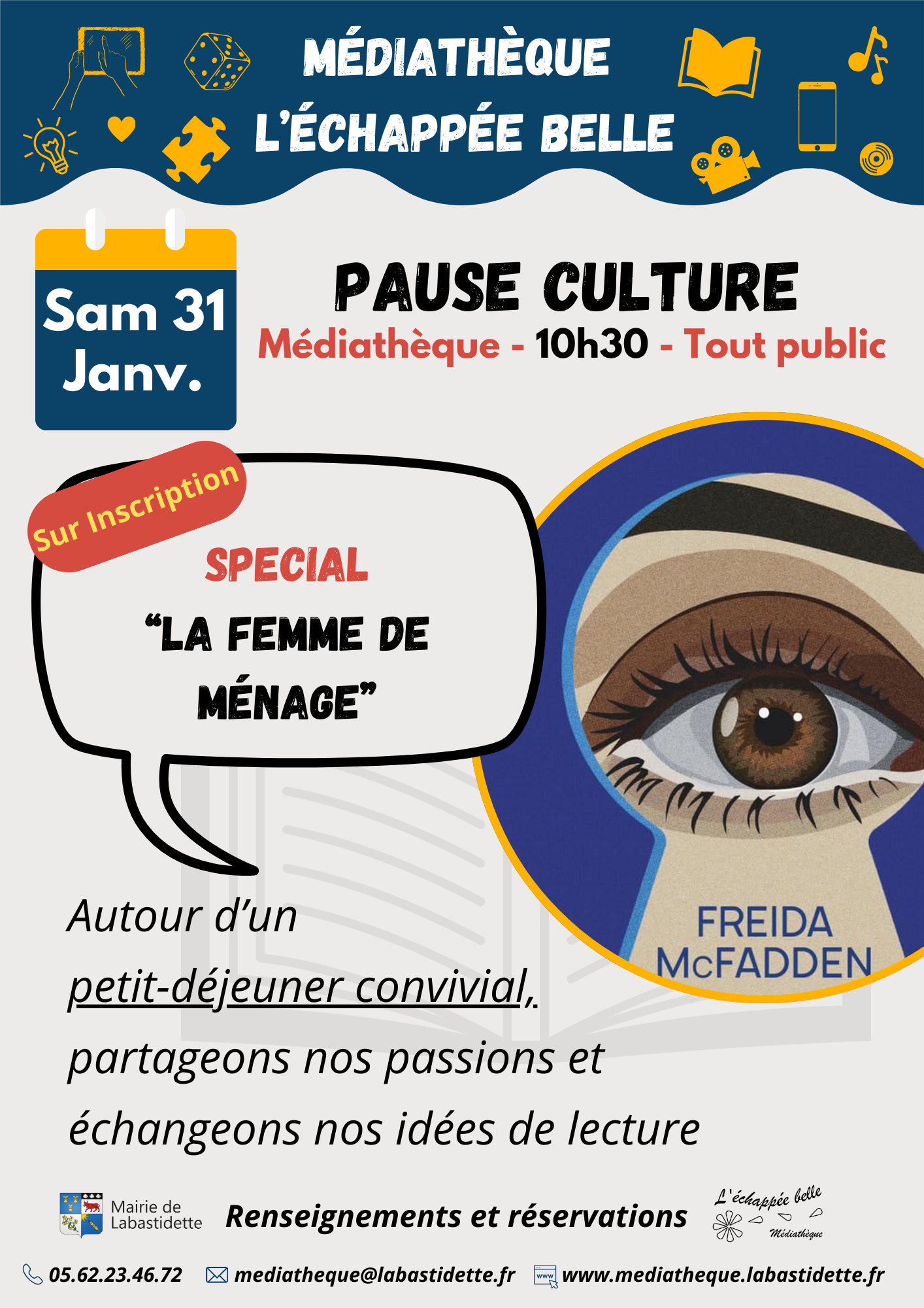 Séance cinéma à la médiathèque de Labastidette – projection de films pour toute la famille dans une ambiance conviviale.