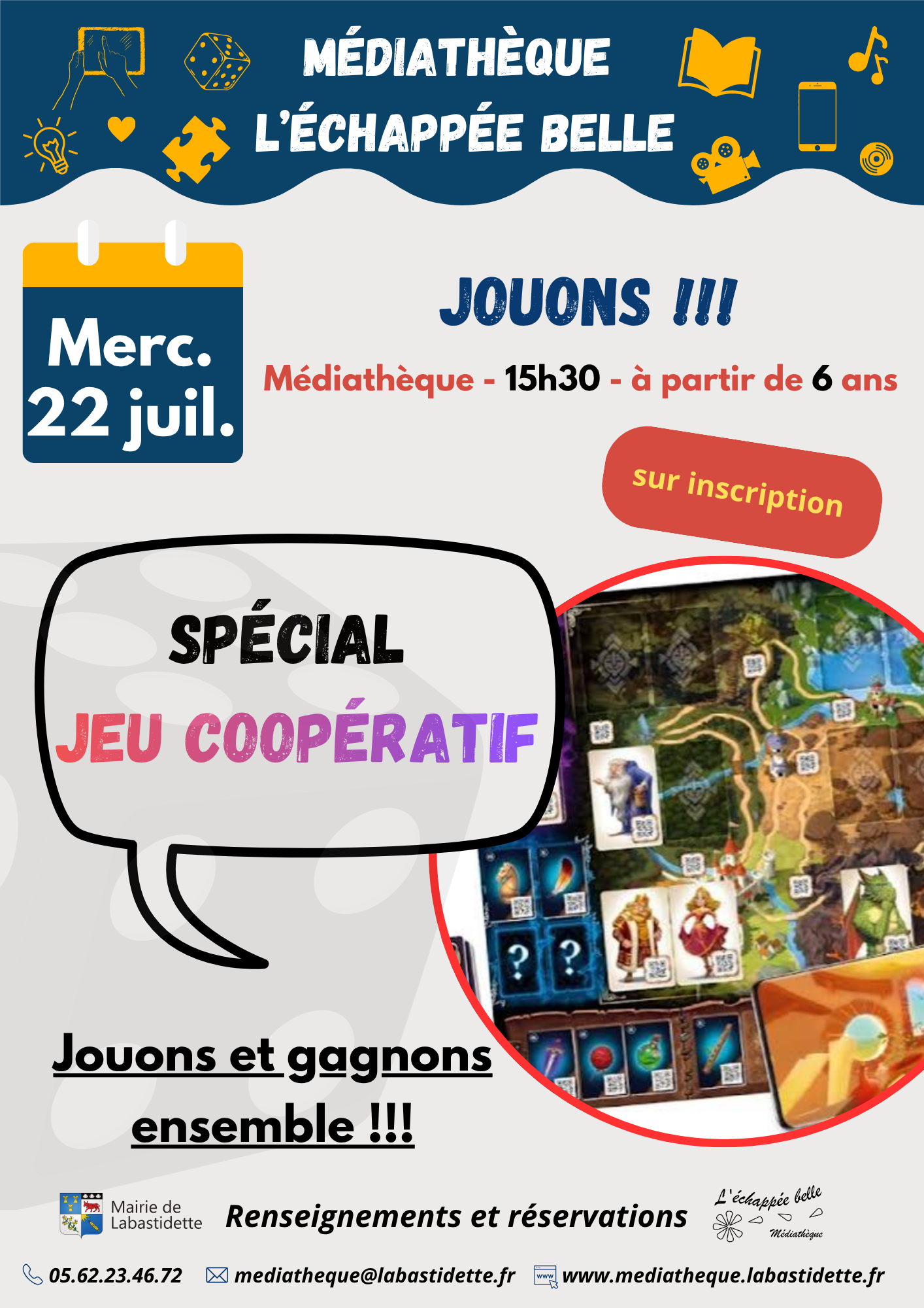 Jouons Séance cinéma à la médiathèque de Labastidette – projection de films pour toute la famille dans une ambiance conviviale.