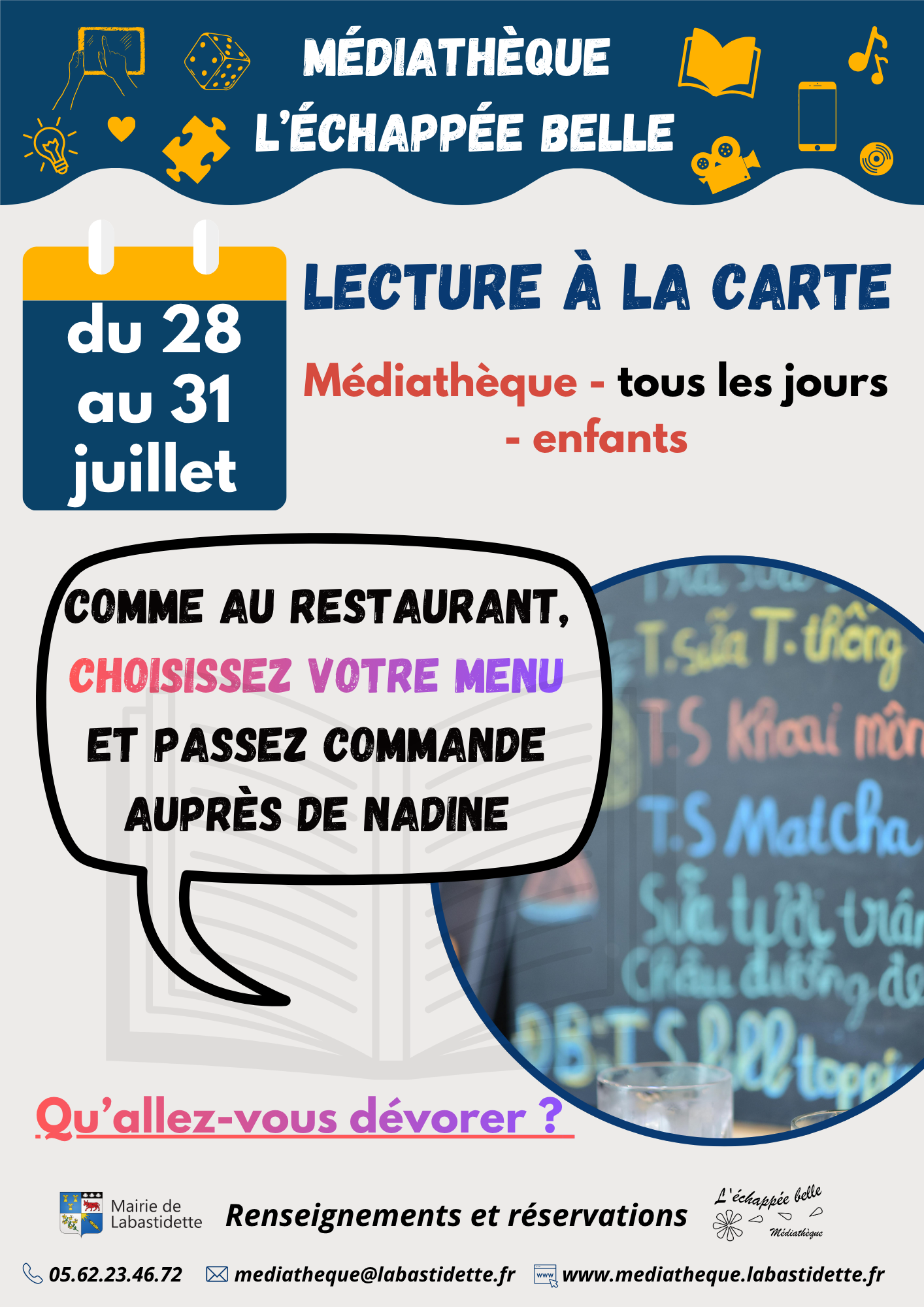 Lecture à la carte Séance cinéma à la médiathèque de Labastidette – projection de films pour toute la famille dans une ambiance conviviale.