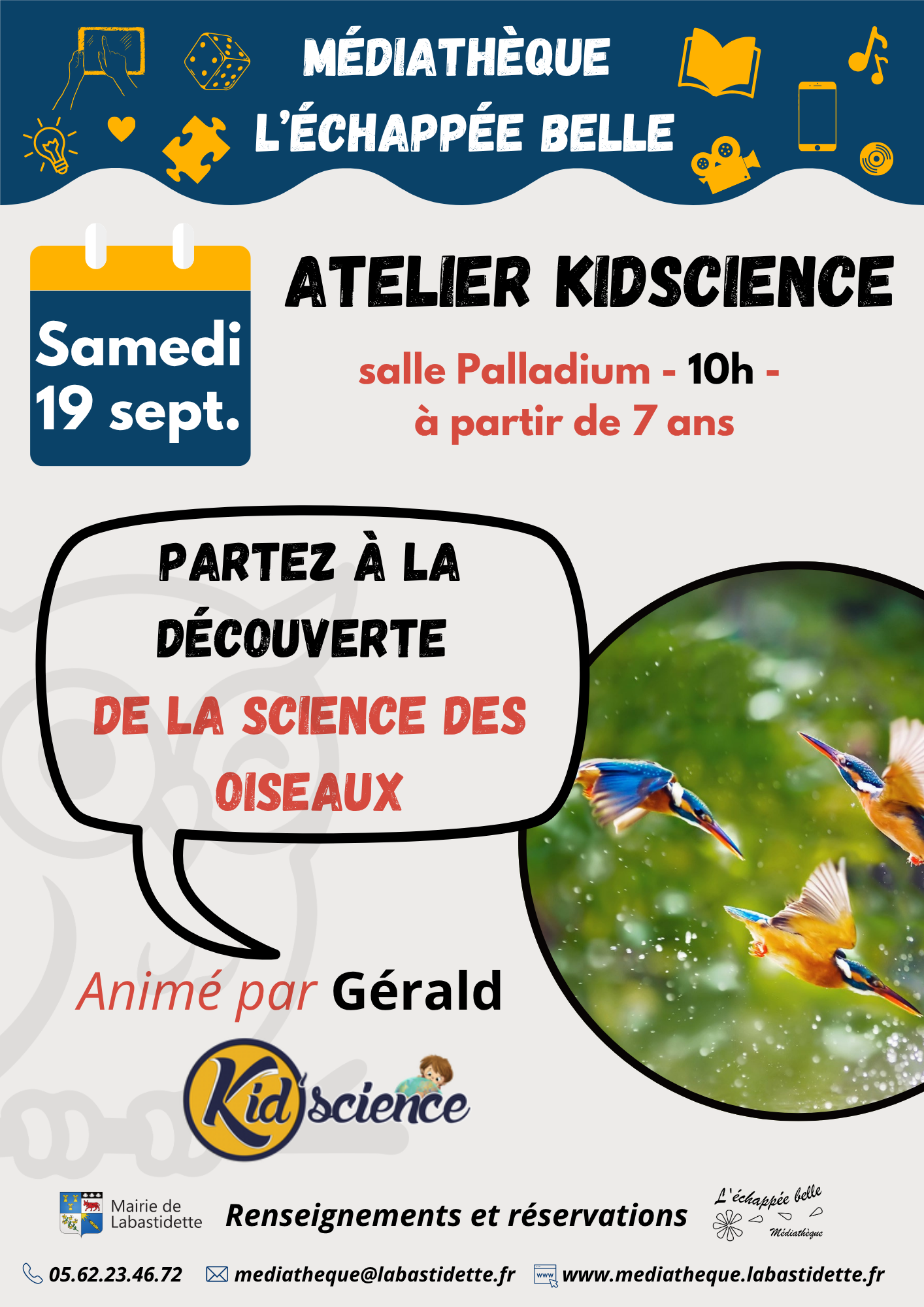 Kidscience Séance cinéma à la médiathèque de Labastidette – projection de films pour toute la famille dans une ambiance conviviale.
